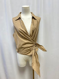 Vince Tan Wrap Sleeveless Top