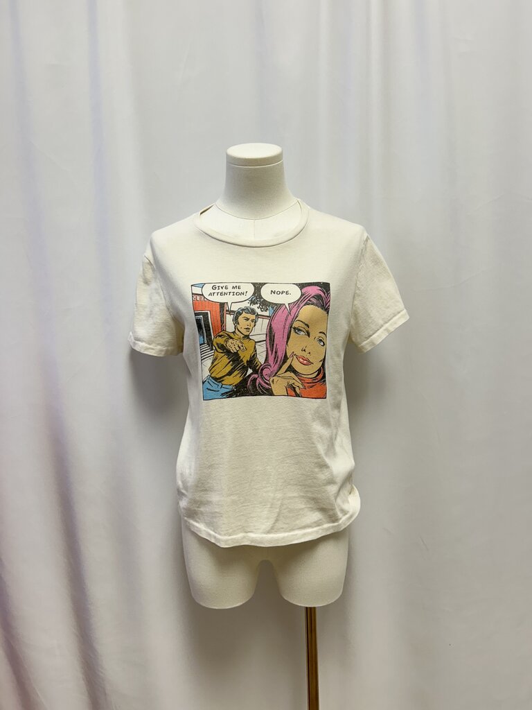 Re/Done Cream Graphic Print Tee