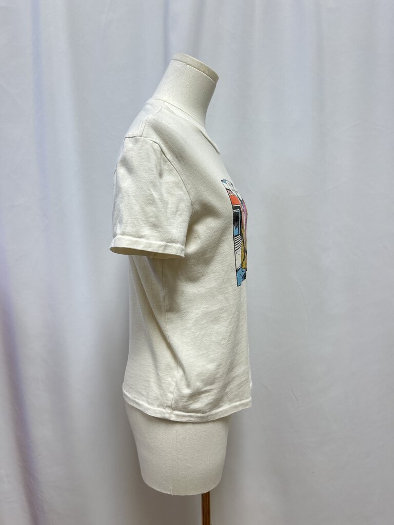 Re/Done Cream Graphic Print Tee