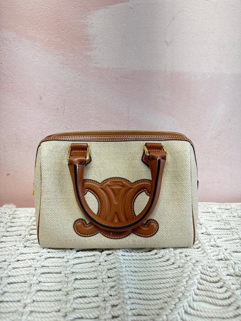 Celine Beige Small Boston Triomphe Bag