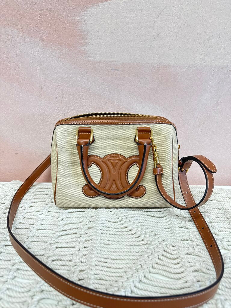 Celine Beige Small Boston Triomphe Bag