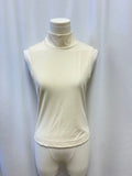 Varley Cream Ribbed Mock Neck Top