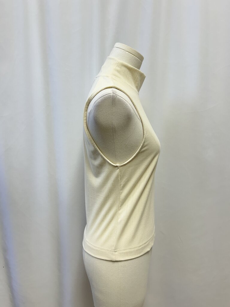 Varley Cream Ribbed Mock Neck Top