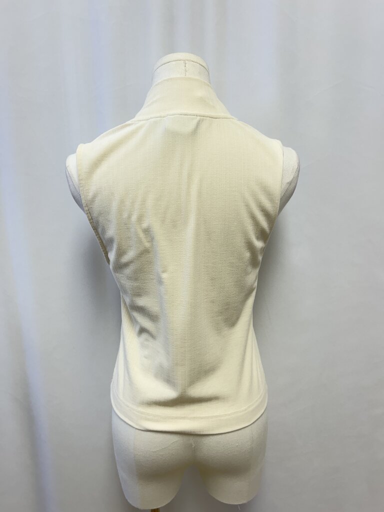 Varley Cream Ribbed Mock Neck Top