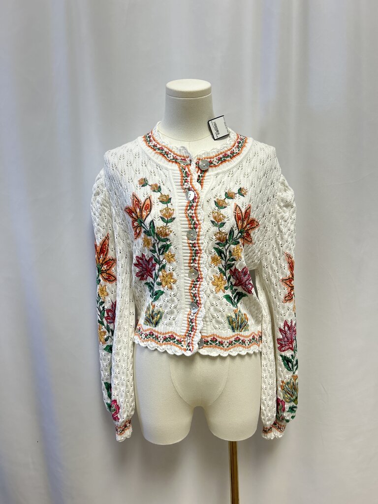 Farm Rio White Floral Cardigan