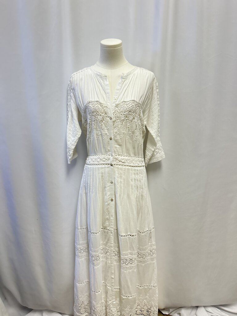 LoveShackFancy White Lace Detail Maxi Dress