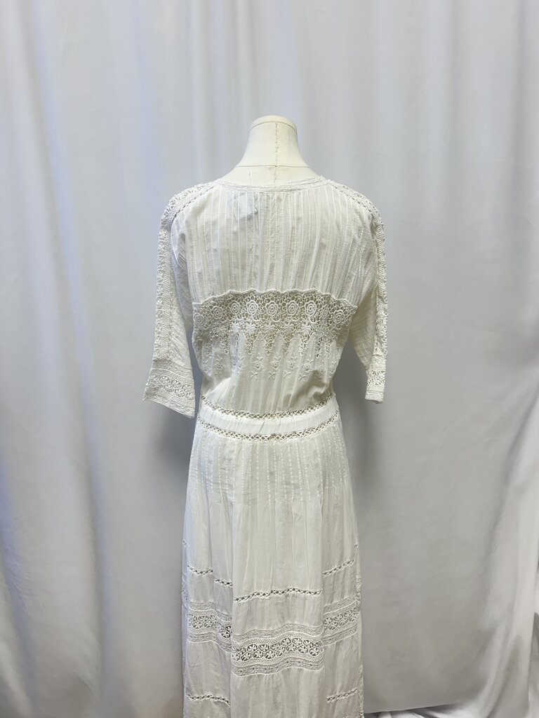 LoveShackFancy White Lace Detail Maxi Dress