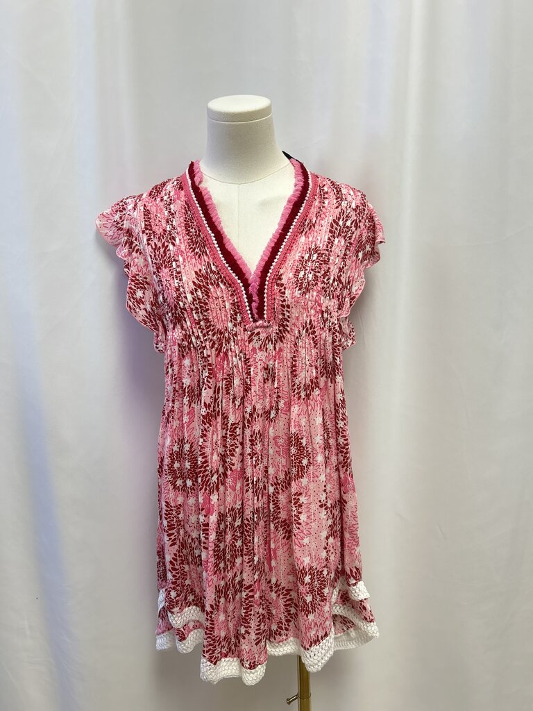 Poupette St. Barth Pink Floral Pintuck Dress
