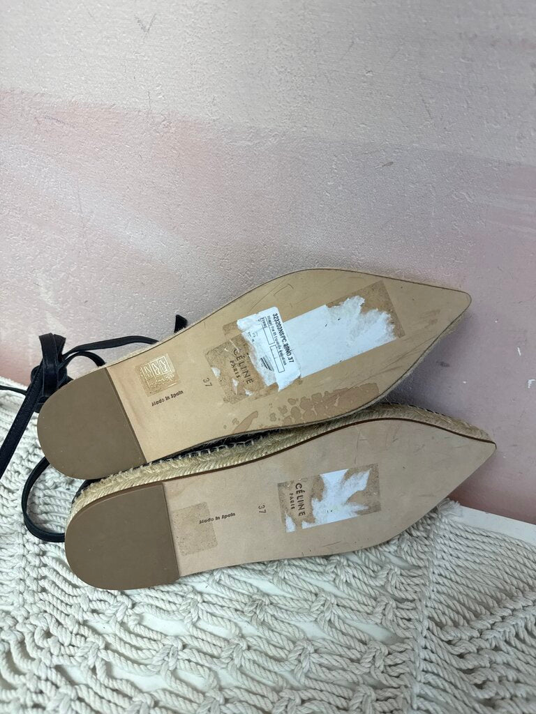 Celine Black Pointy Toe Espadrille w/Box