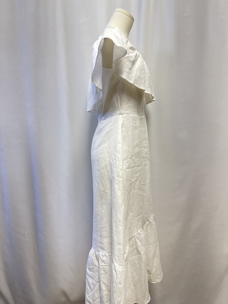 Reformation White Linen Off the Shoulder Maxi Dress