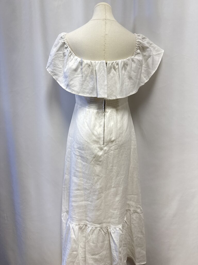 Reformation White Linen Off the Shoulder Maxi Dress