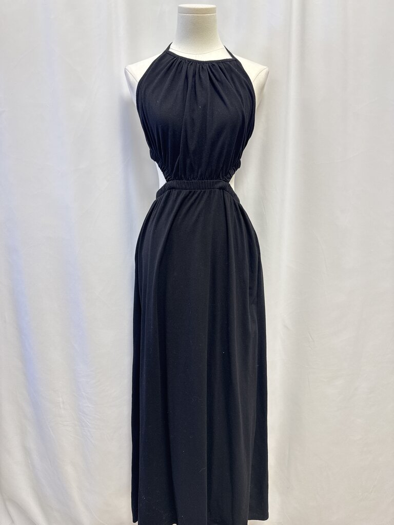 Monrow Black Cut Out Halter Maxi Dress