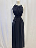 Monrow Black Cut Out Halter Maxi Dress