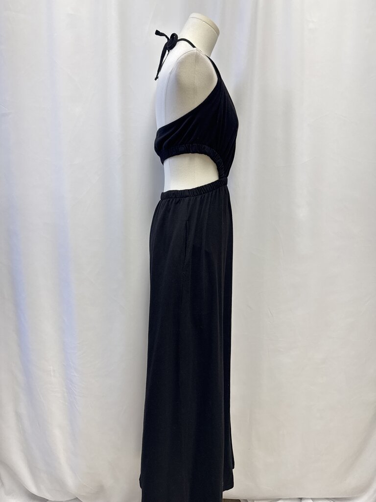 Monrow Black Cut Out Halter Maxi Dress