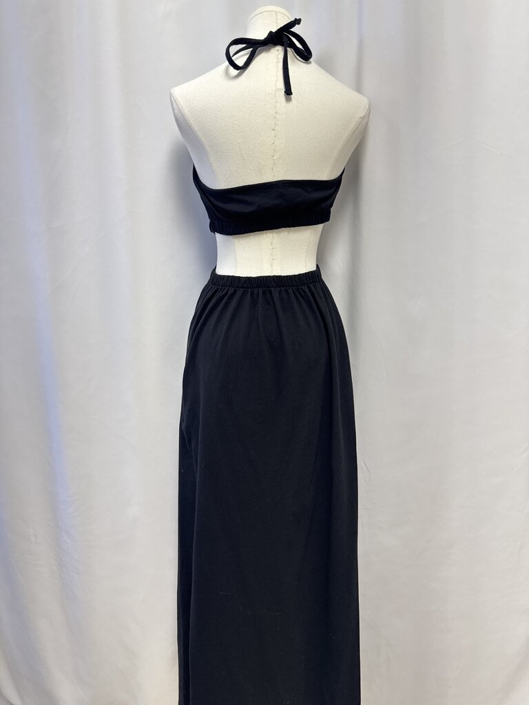 Monrow Black Cut Out Halter Maxi Dress
