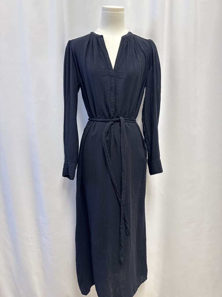 Velvet Black Guaze Belted Maxi Dress