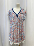 Poupette St Barth Blue and Pink Pin Tuck Mini Dress