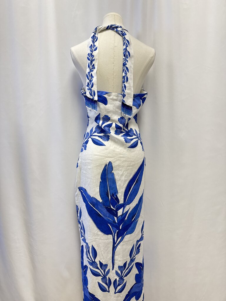Farm Rio Blue and White Floral Halter Dress