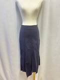 Ganni Dark Blue Pinstripe Frayed Hem Skirt