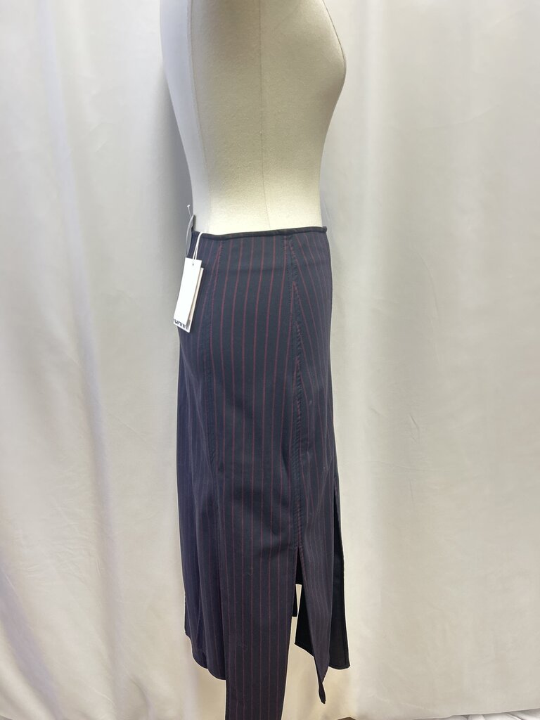 Ganni Dark Blue Pinstripe Frayed Hem Skirt