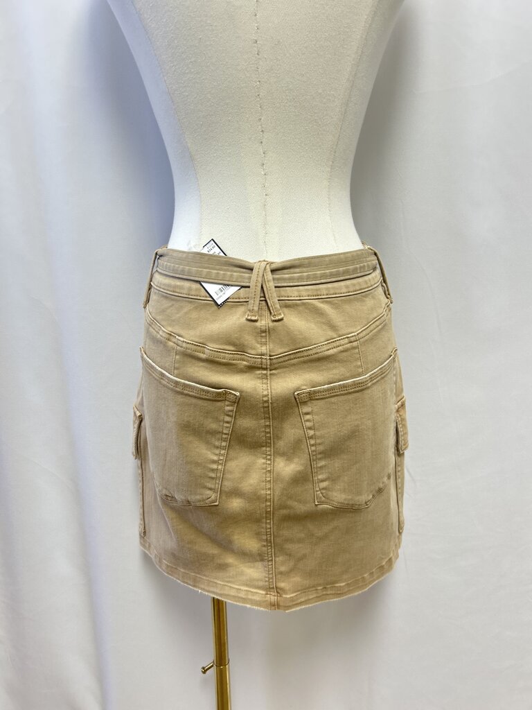Good American Tan Belted Cargo Skirt