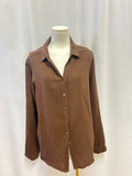 Xirena Brown Gauze Button Up Top