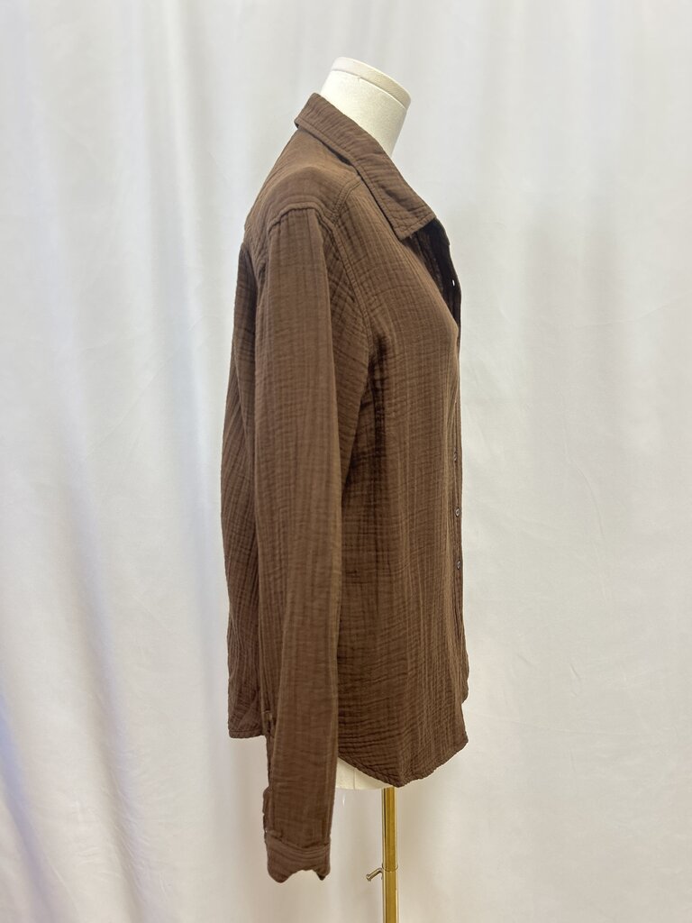 Xirena Brown Gauze Button Up Top
