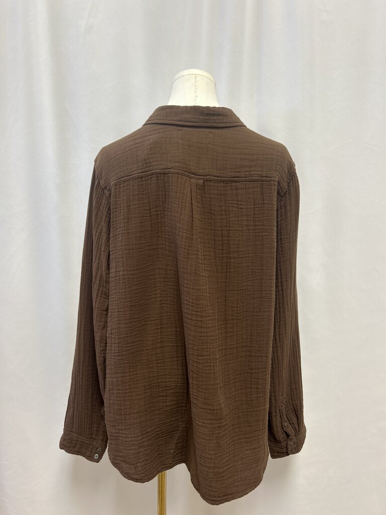 Xirena Brown Gauze Button Up Top