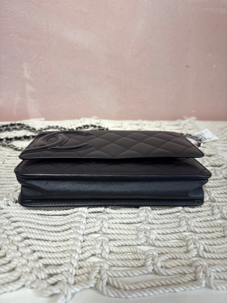 Chanel Black Cambon Line Wallet on a Chain w/Box