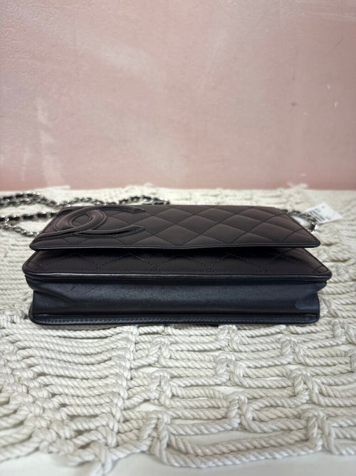 Chanel Black Cambon Line Wallet on a Chain w/Box