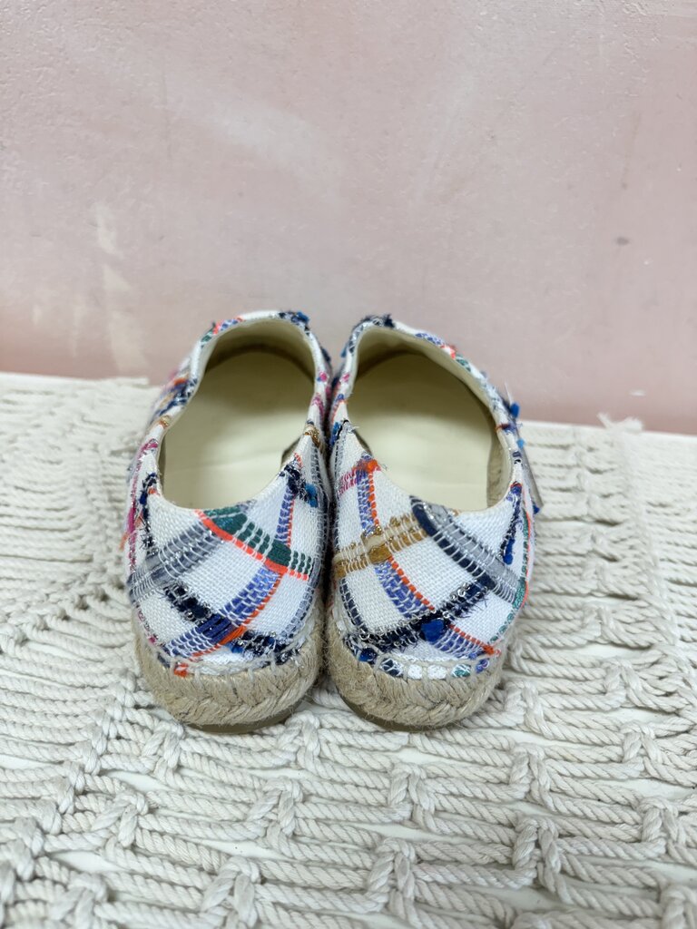 Chanel White Plaid Cap Toe Espadrille w/Box