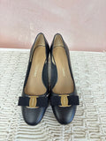 Ferragamo Black Block Heel Bow Detail Pump