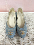 Chanel Light Denim CC Cap Toe Ballet Flat