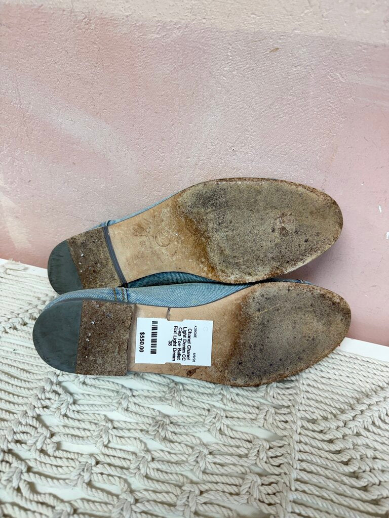 Chanel Light Denim CC Cap Toe Ballet Flat