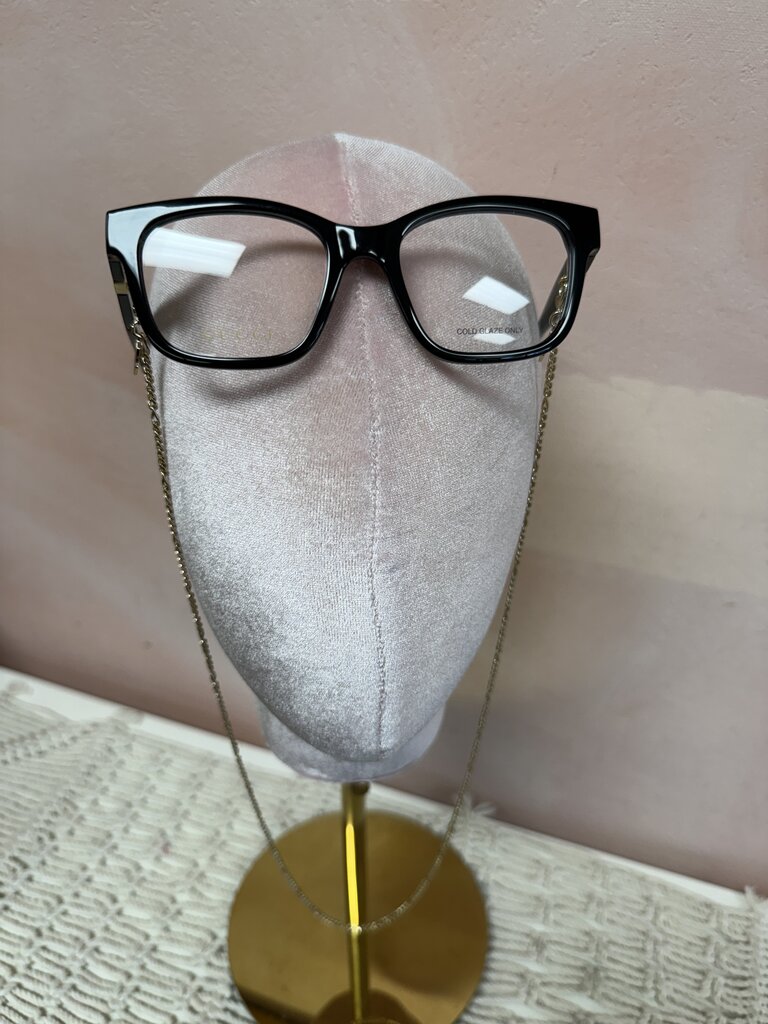Gucci Black Frame Clear Glasses w/Chain and Case