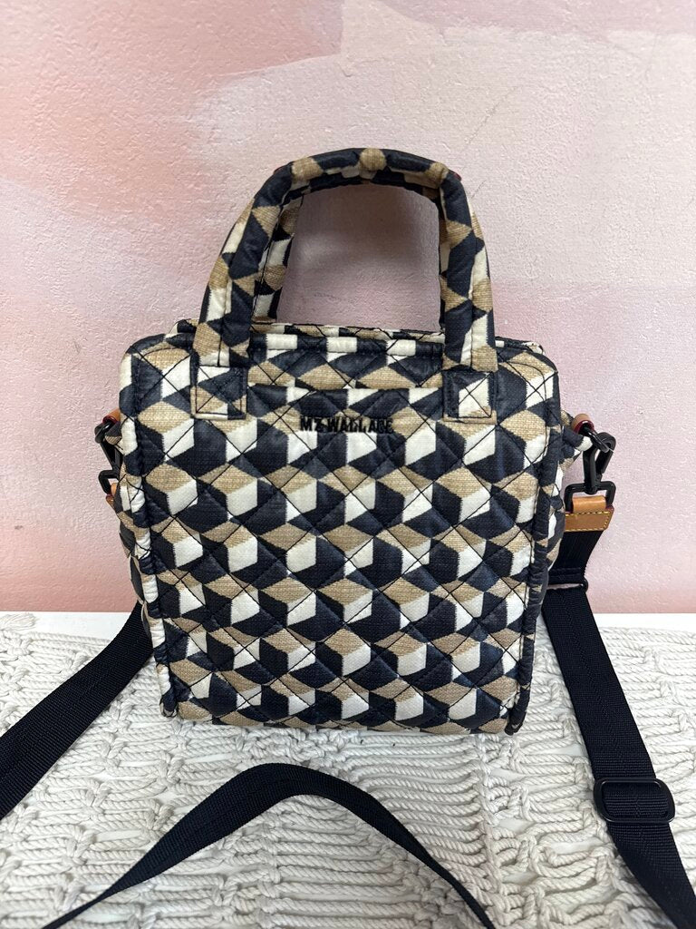 MZ Wallace Beige and Black Quitled Crossbody