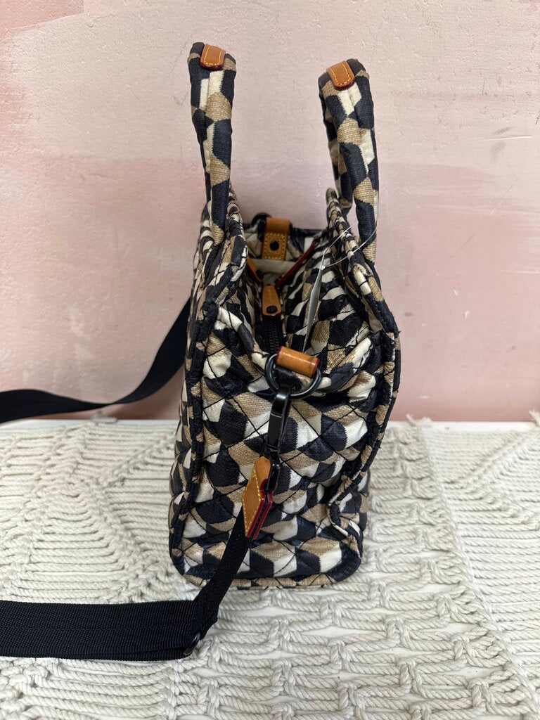 MZ Wallace Beige and Black Quitled Crossbody