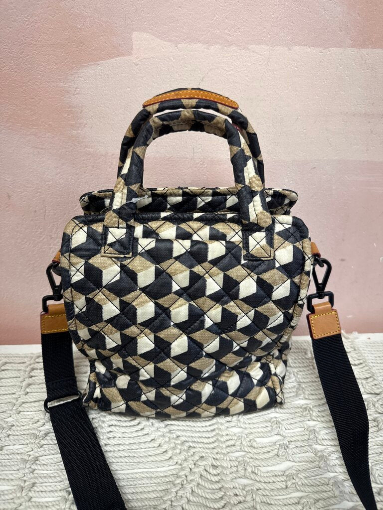 MZ Wallace Beige and Black Quitled Crossbody