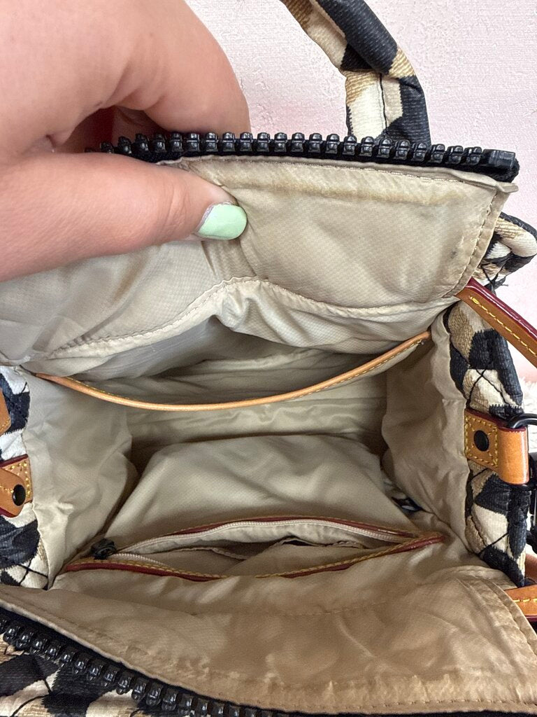 MZ Wallace Beige and Black Quitled Crossbody