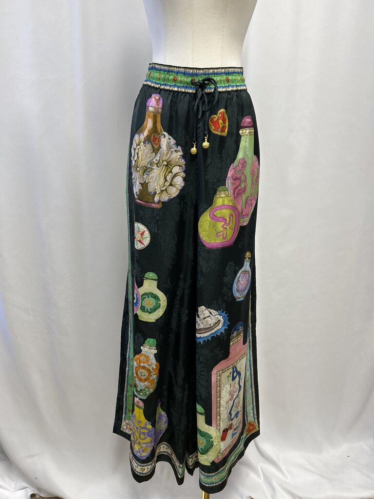 Alemais Black Ginger Jar Silk Pant