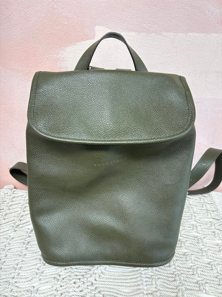 Longchamp Olive Leather Backpack W/ Dustbag