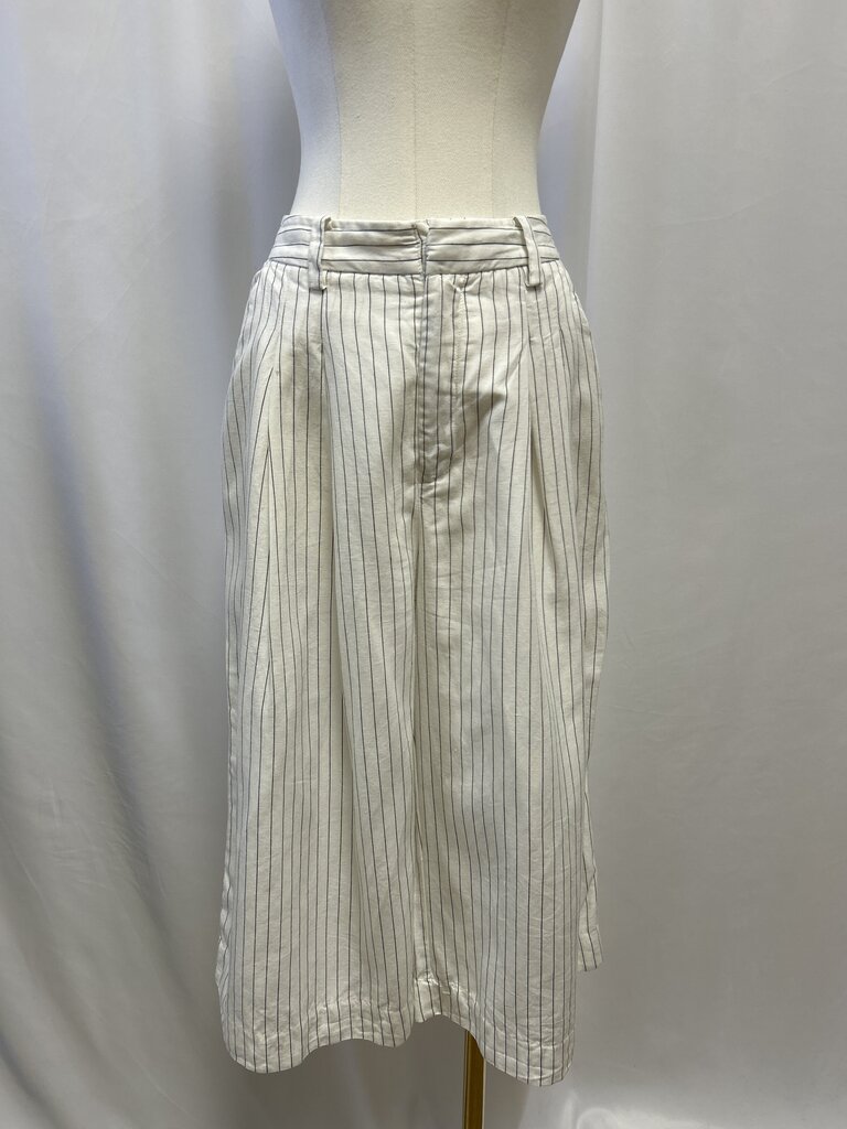 Maeve White Striped Cropped Trouser