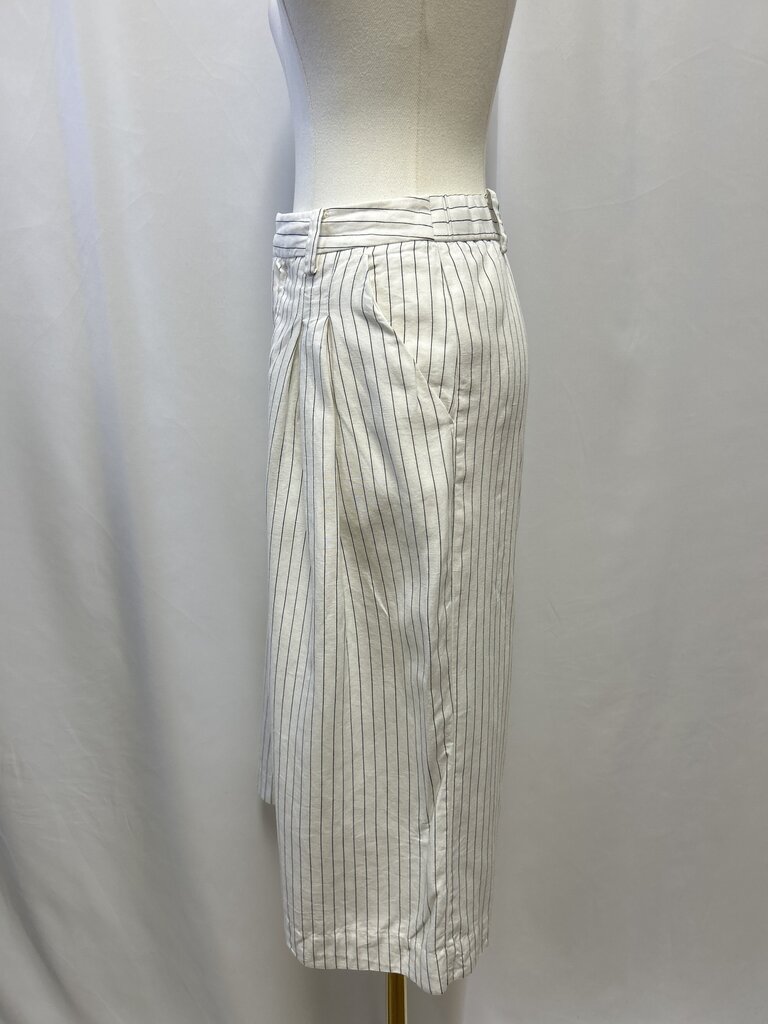 Maeve White Striped Cropped Trouser