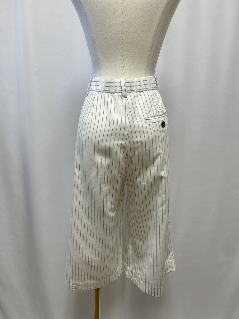 Maeve White Striped Cropped Trouser