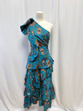 Ulla Johnson Blue Floral One Shoulder Dress