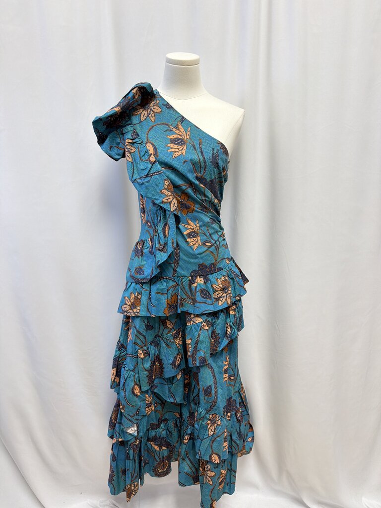 Ulla Johnson Blue Floral One Shoulder Dress