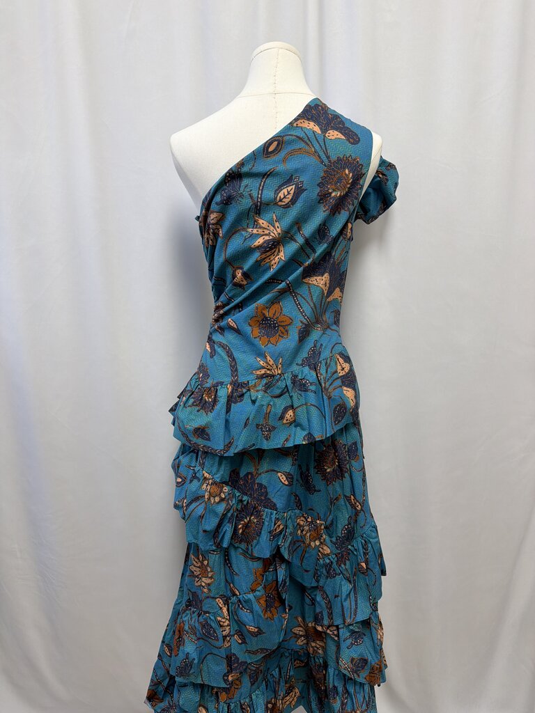 Ulla Johnson Blue Floral One Shoulder Dress