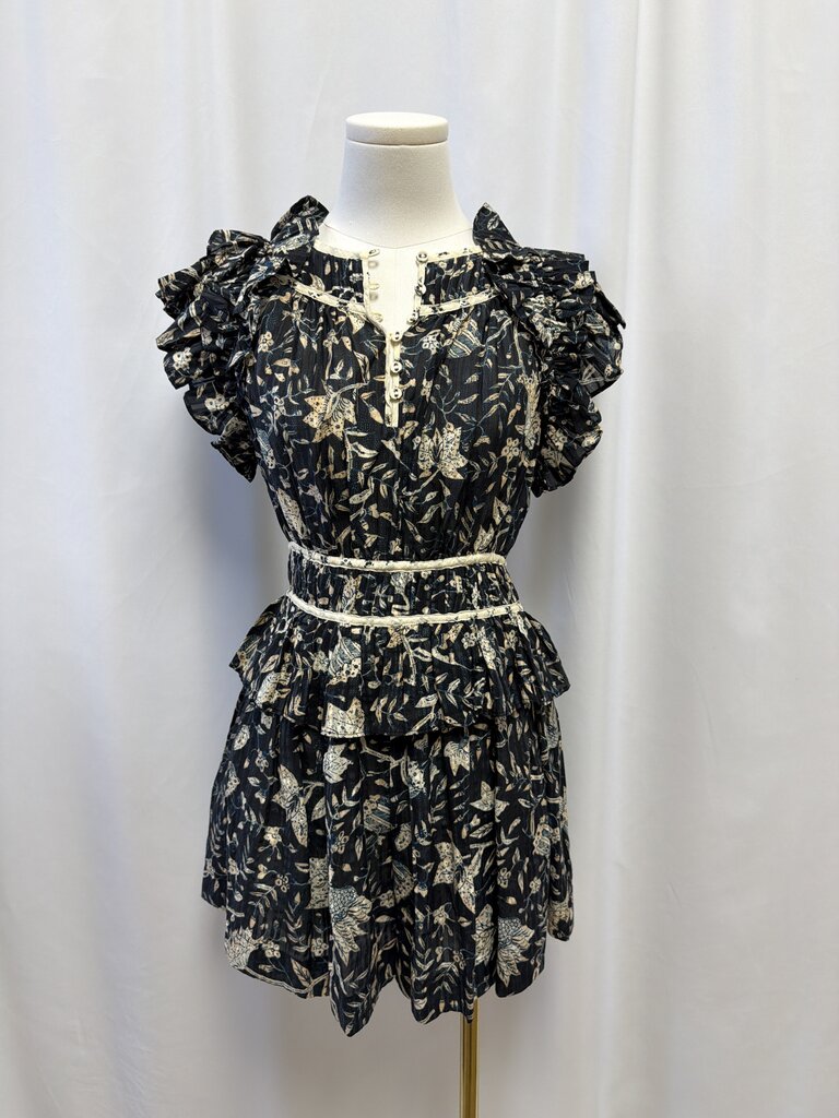 Ulla Johnson Blue Floral Ruffle Mini Dress