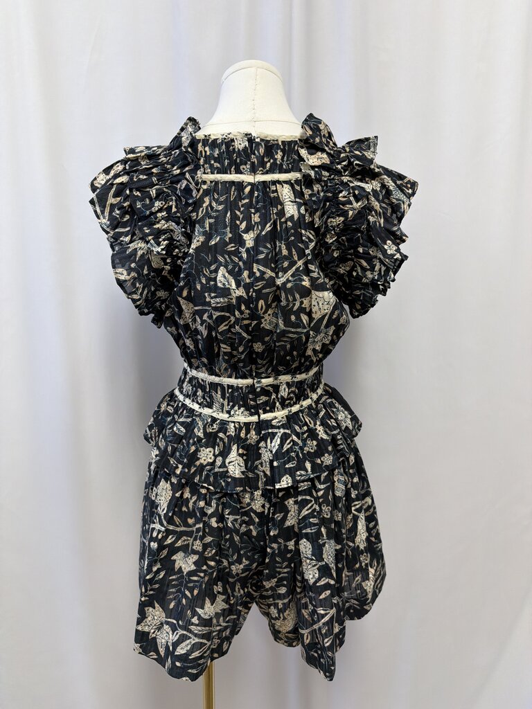 Ulla Johnson Blue Floral Ruffle Mini Dress