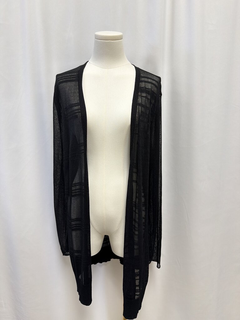 Eileen Fisher Black Knit Sheer Open Cardigan